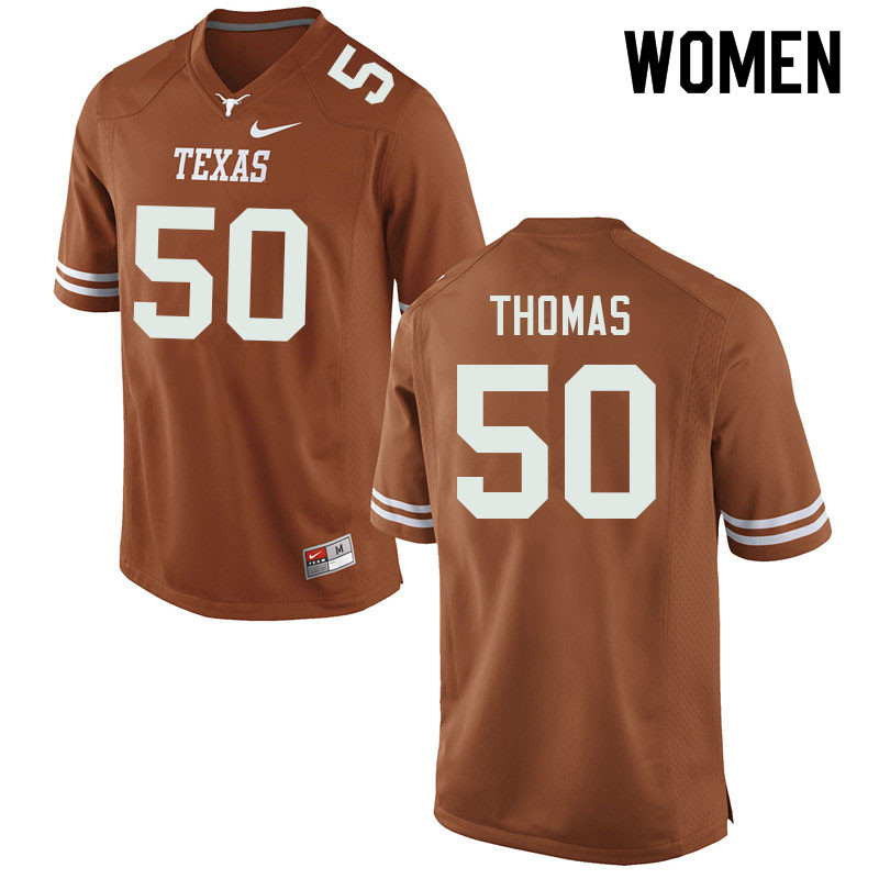 Women #50 Jordon Thomas Texas Longhorns College Football Jerseys Sale-Orange